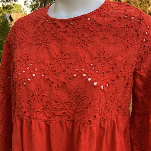 Boho babydoll bell-sleeved blouse M-L - Picture 2 of 9